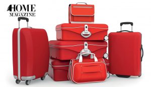 Red travel luggage