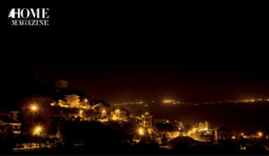 Landscape with houses at night