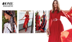 Models in red clothing