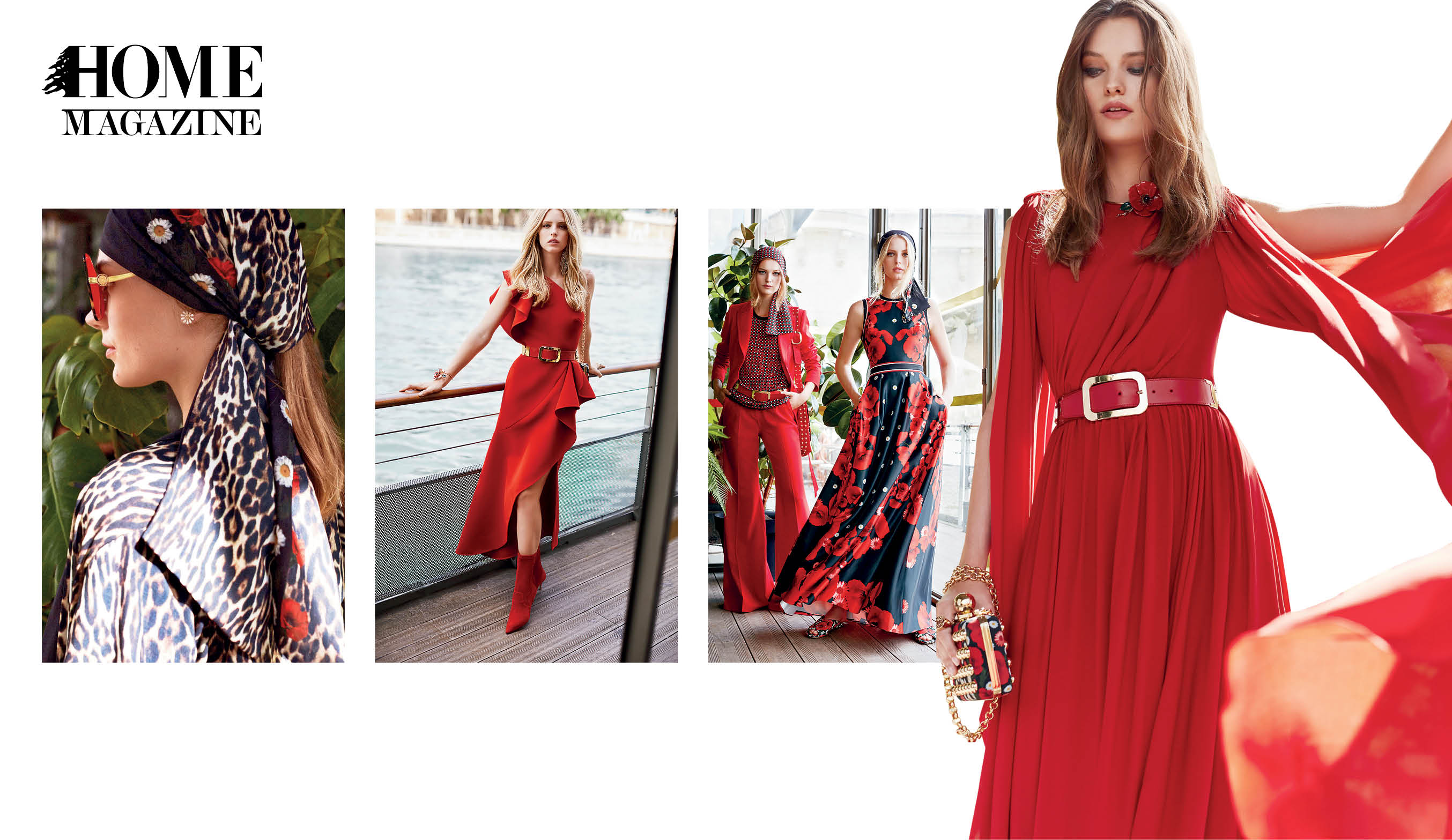 Models in red clothing