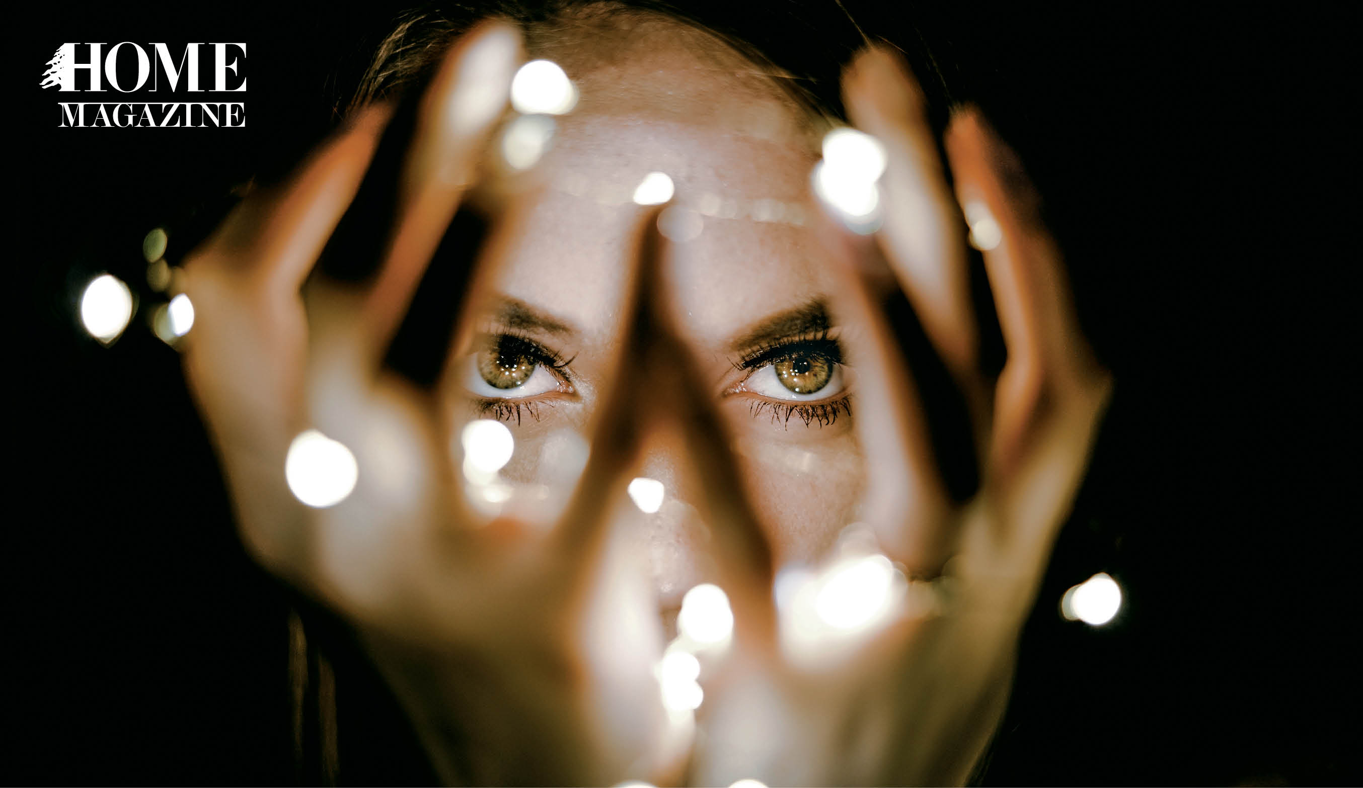 Women hazel eyes with hands infront