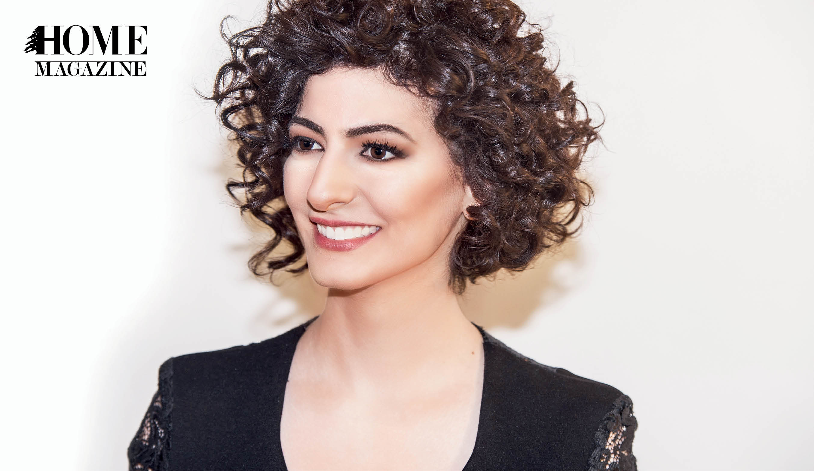 Smiling woman profile with short brown hair