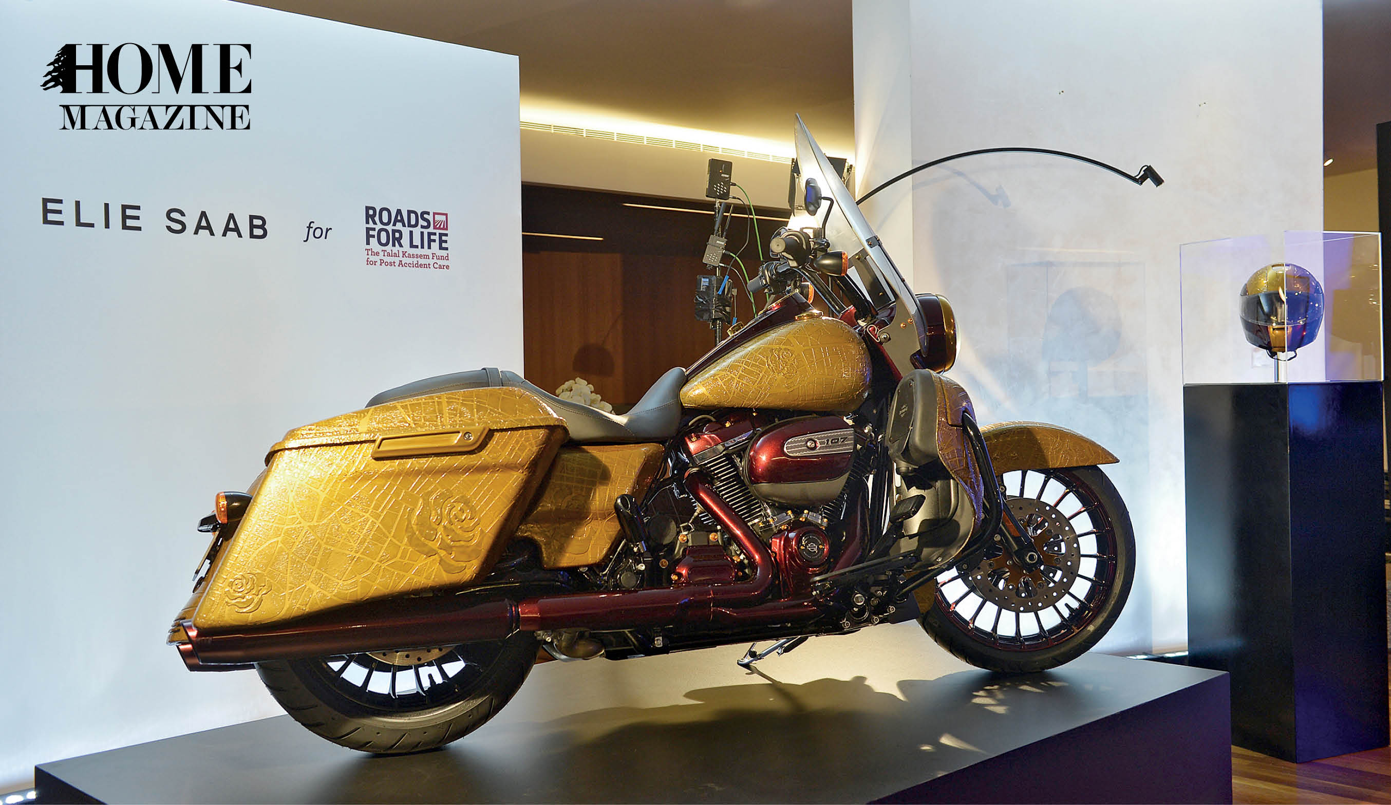 Gold colored motor bike