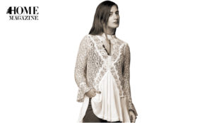 Standing woman in black and white