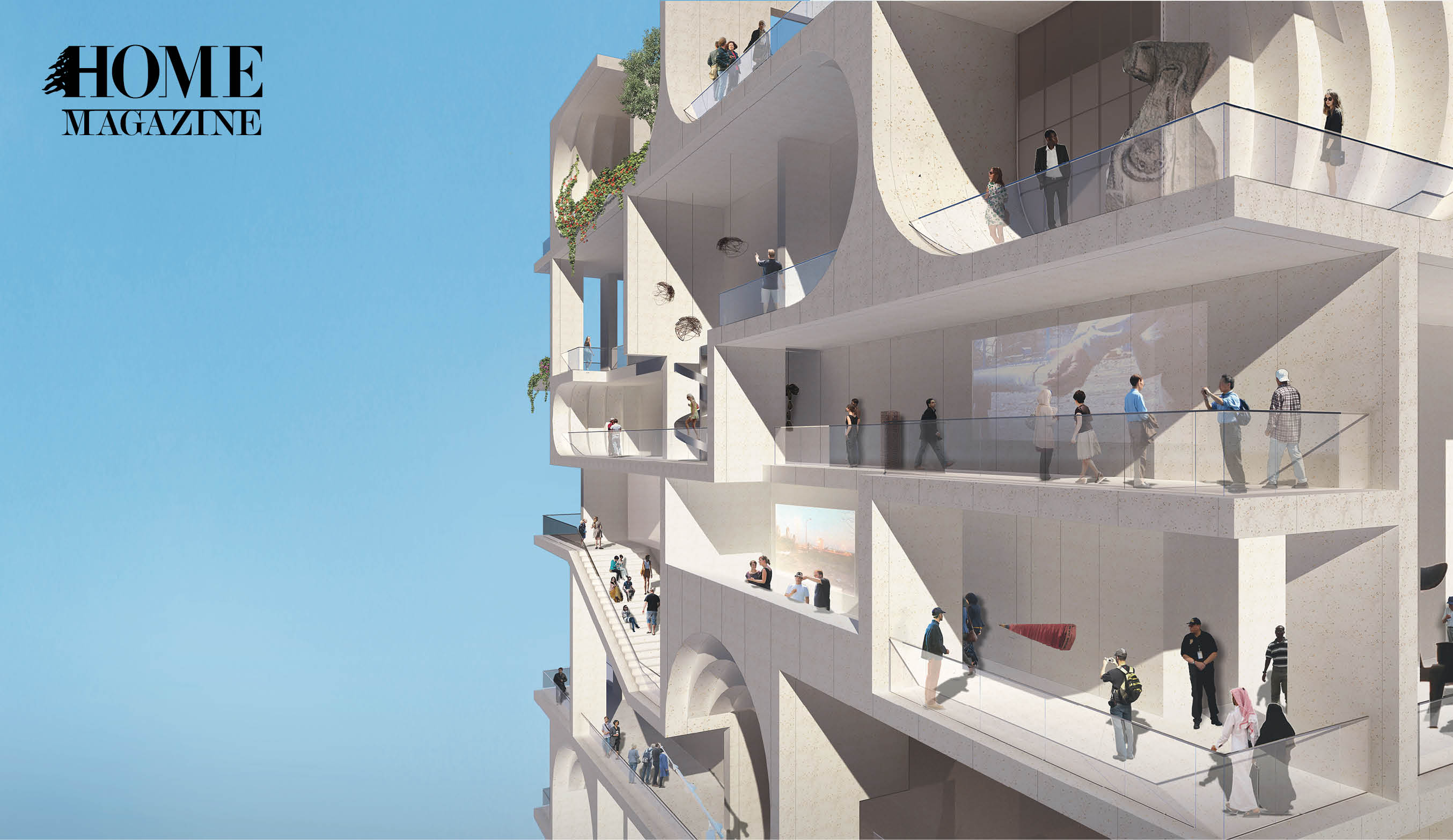 People on balconies of white building