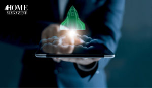 drawing of a green rocket with smoke