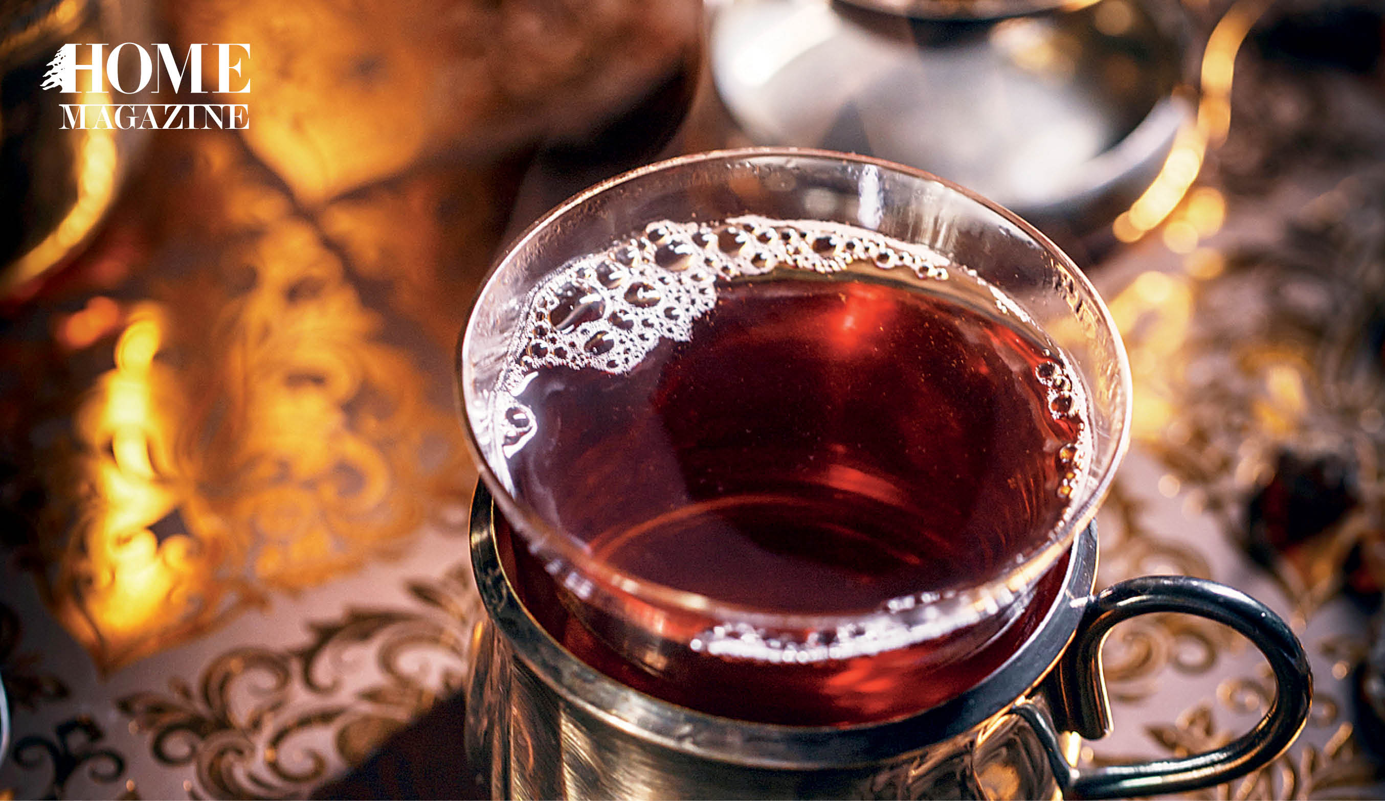 Black tea liquid in a cup