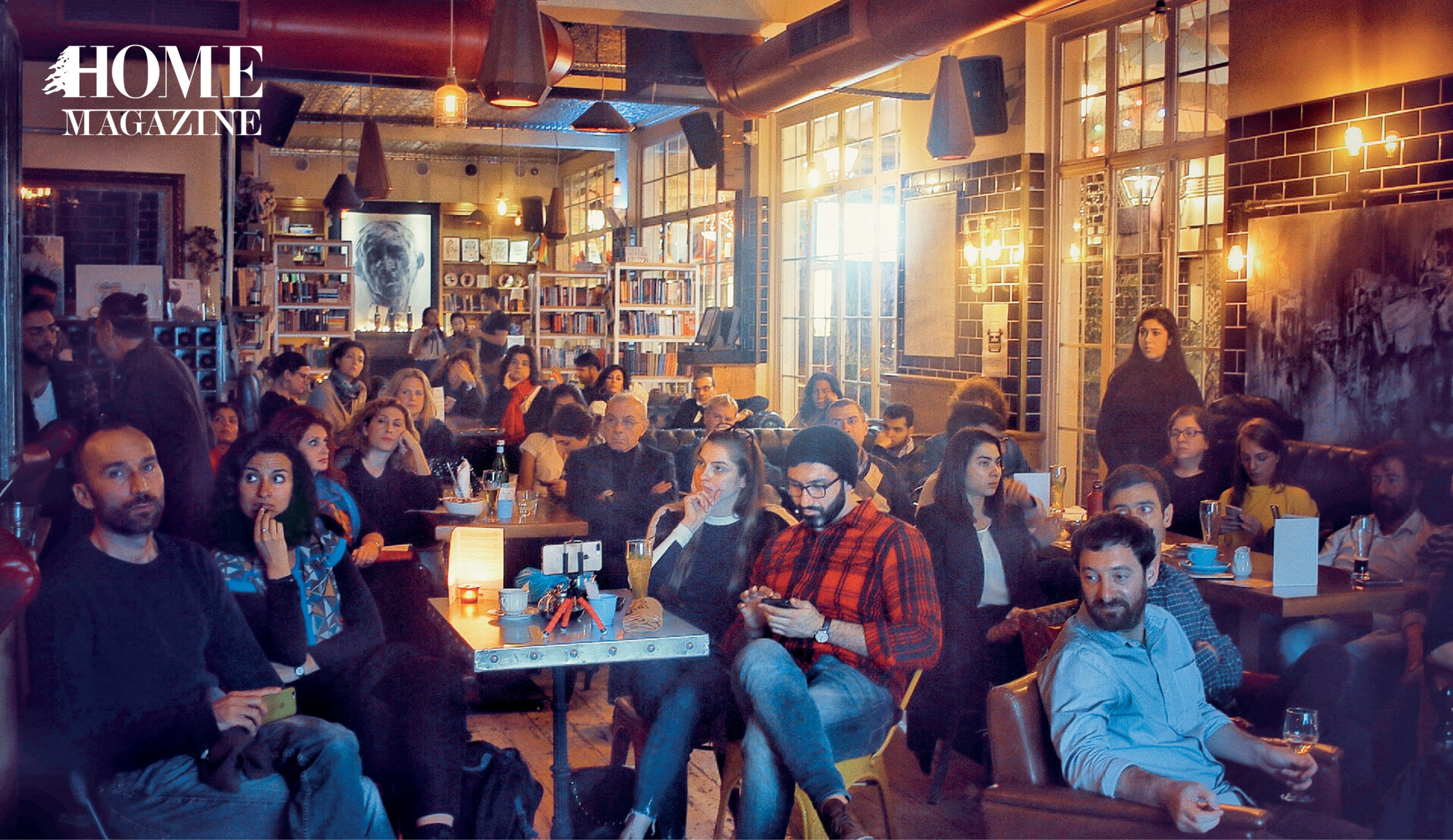 Group of people sitting in a coffee shop
