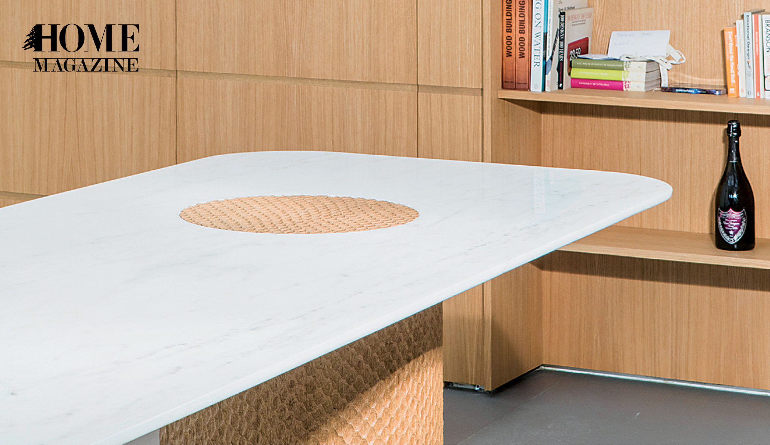 White table with wood background