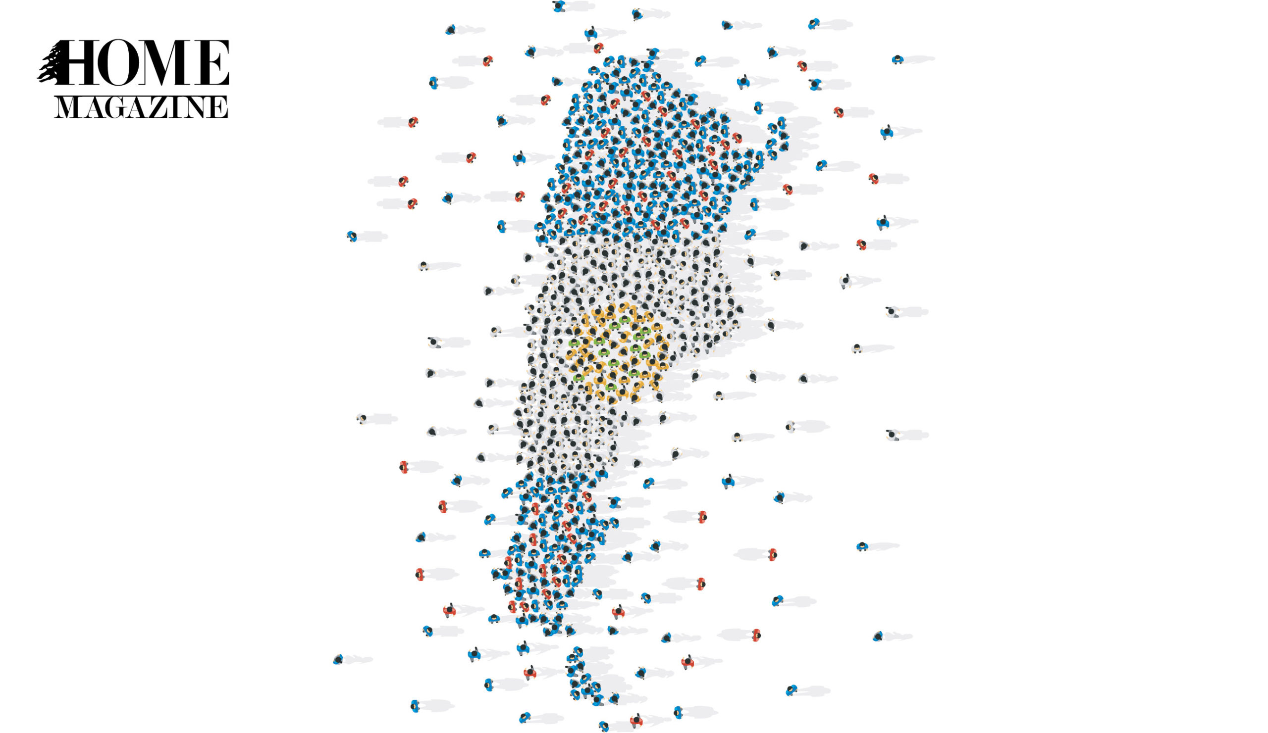 Illustration of a map in blue, yellow and white colors