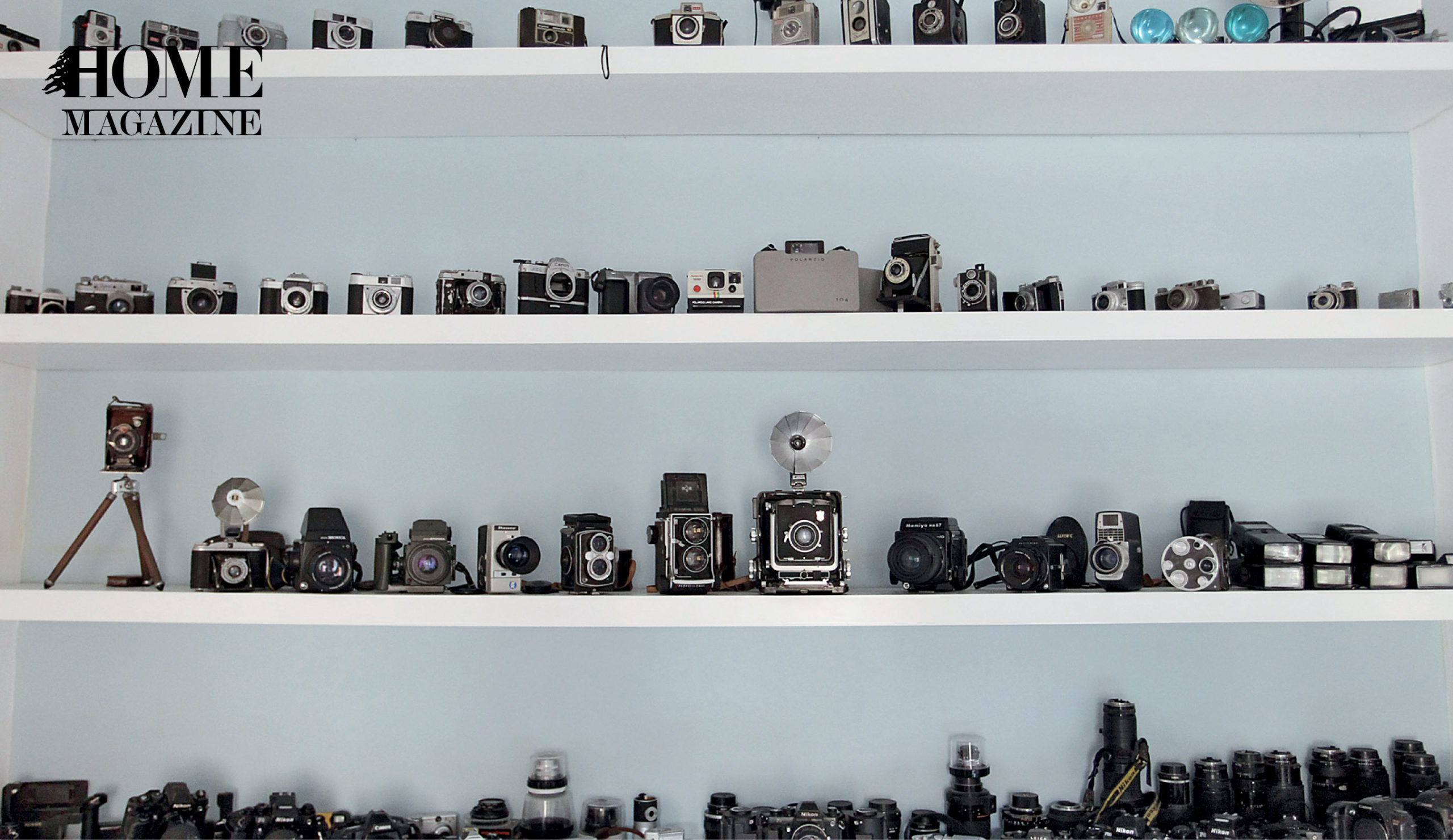 Cameras on shelves