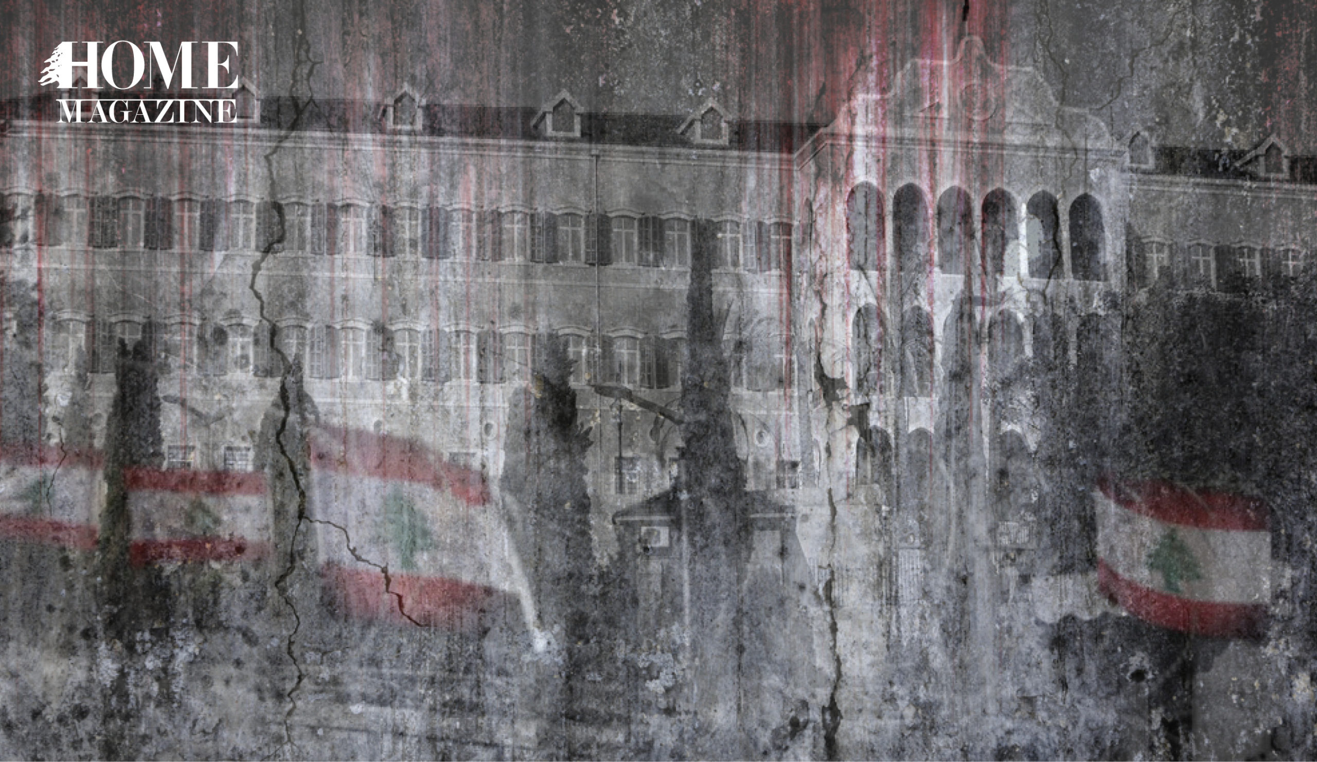 government building with Lebanese flags sign of distrust