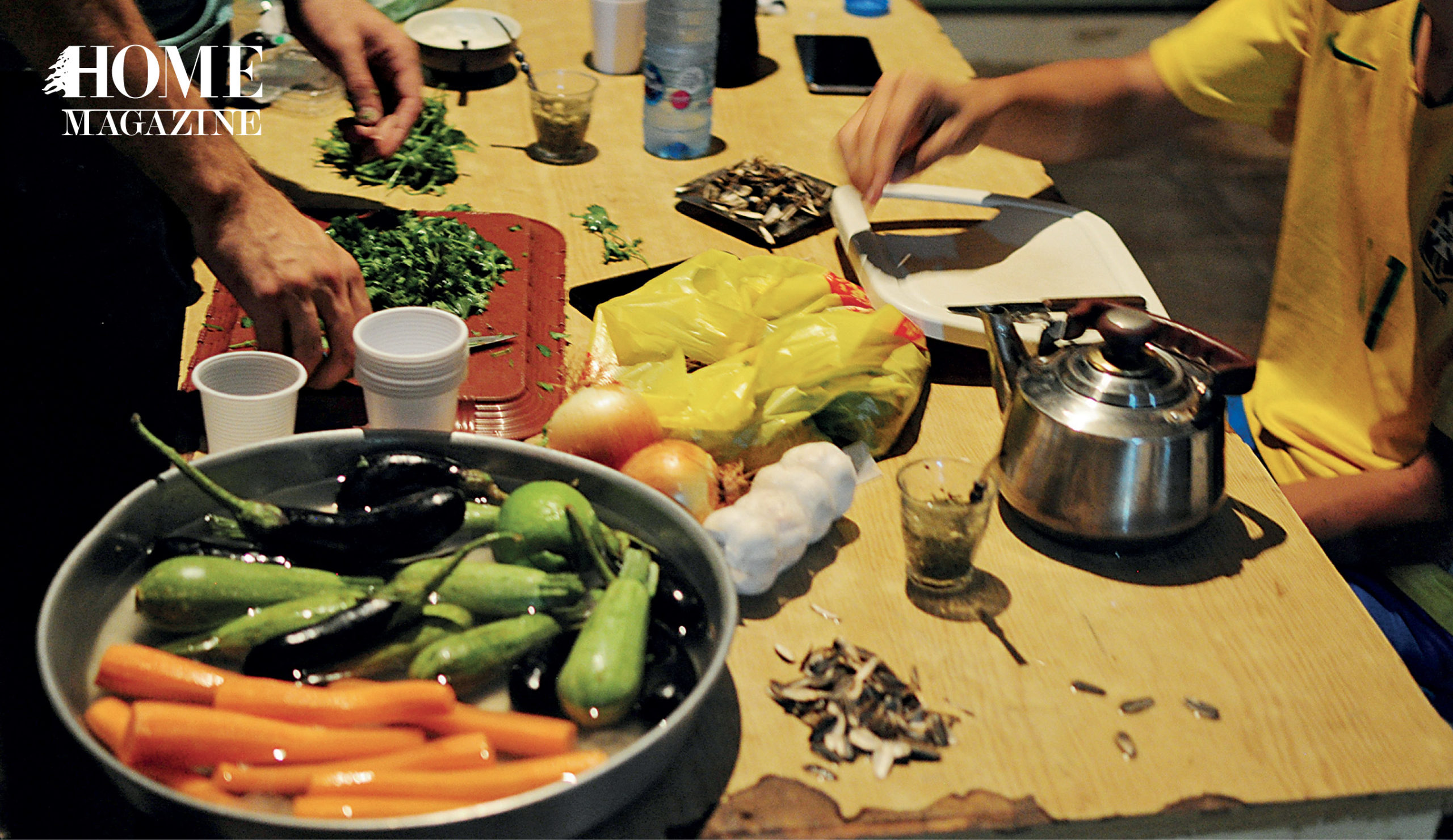 Vegetable and legumes on a wooden table
