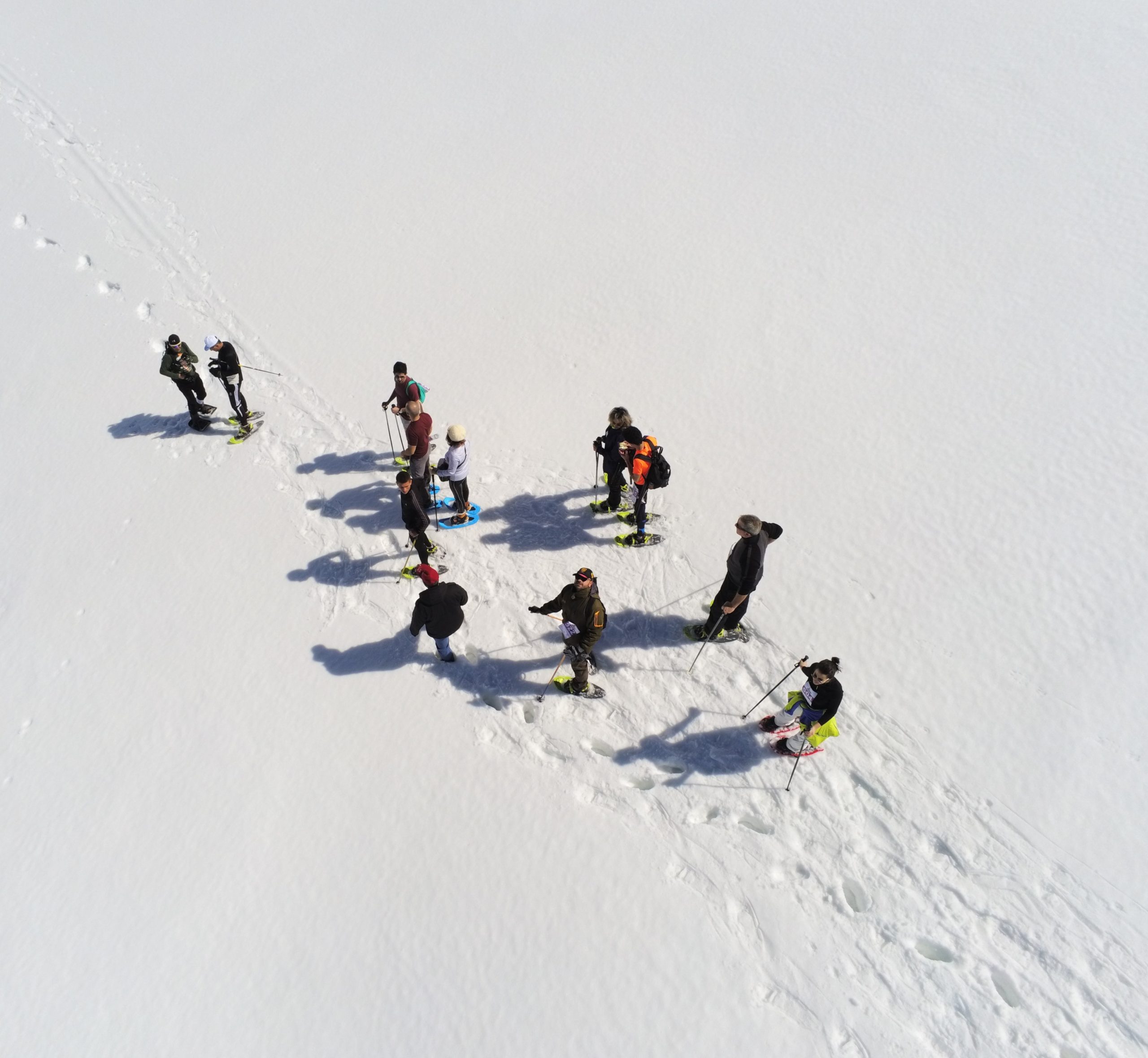 Group of people walking on snow 