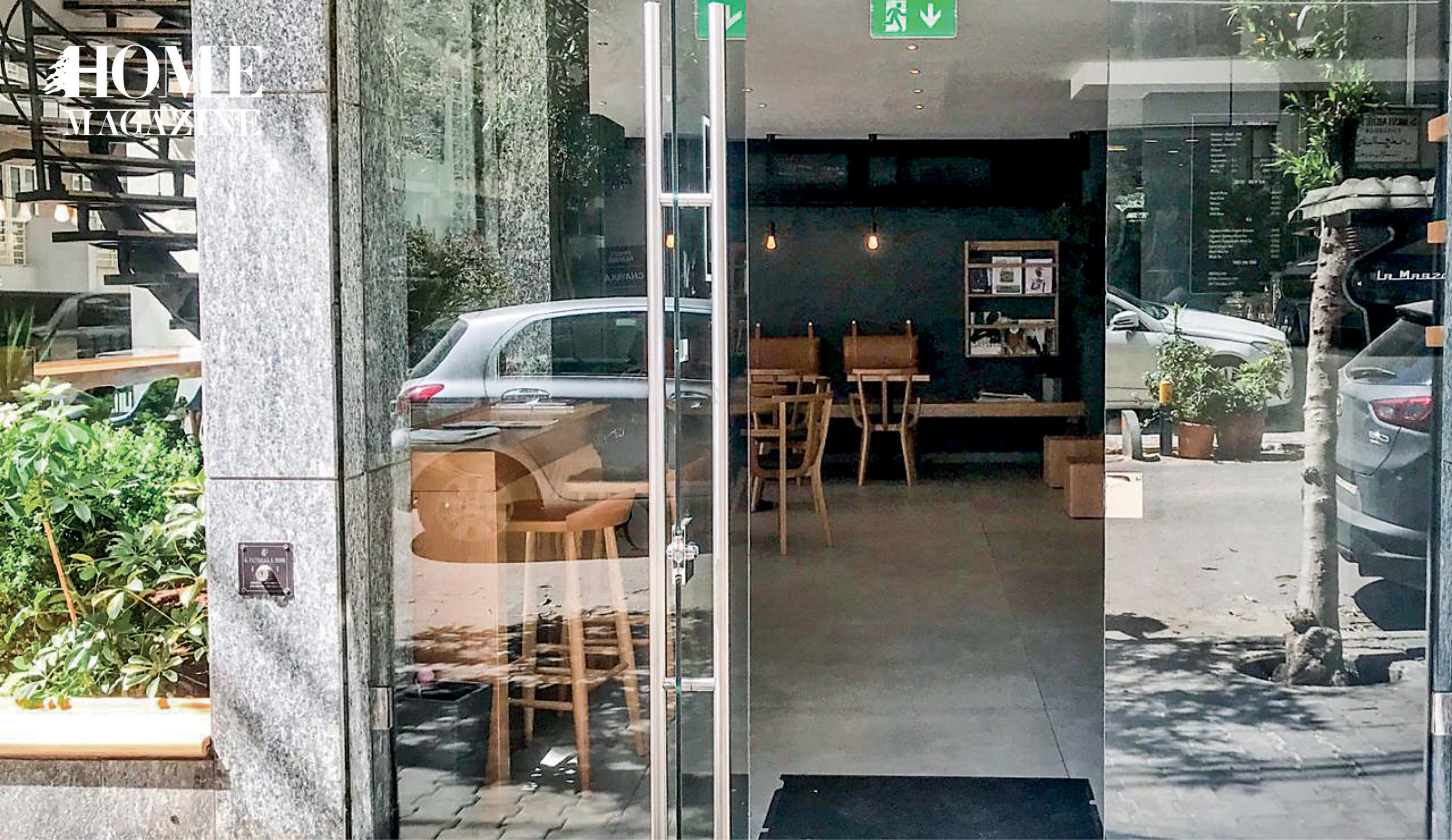 Glass entrance door of a shop