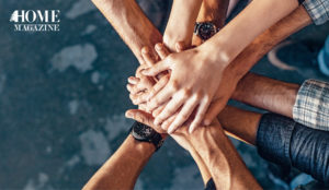 Several palm hands joined together